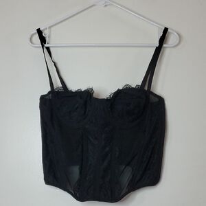 Dealmore Black Corset Tank Size Large Grunge Mesh Lace